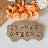 12-Piece Christmas Clay Stamp Set – Holiday Pottery & Craft Tools